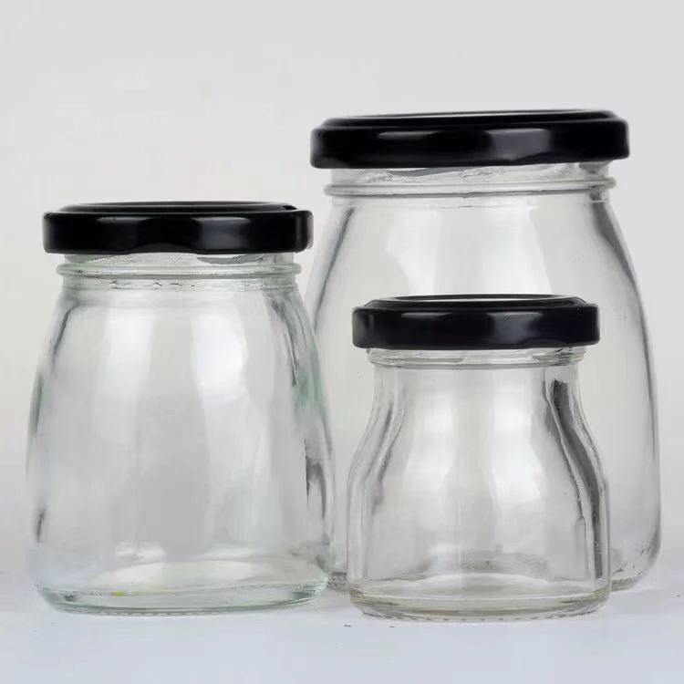 100ml Wholesale Hot Sale Yogurt/Milk /Parfait / Pudding Cup Transparent Glass Jars with Various Food Safety Lids