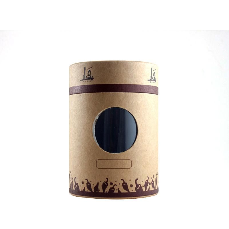 Customized Front Clear Window Round Cylinder Printed Paper Tea Box