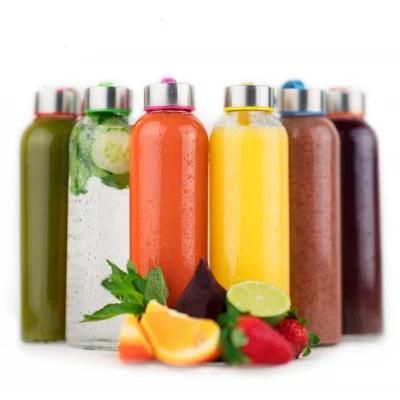 420ml 14oz Empty Glass Fresh Juice Drinking Water Bottle with Carrying Loops Lid and Jacket