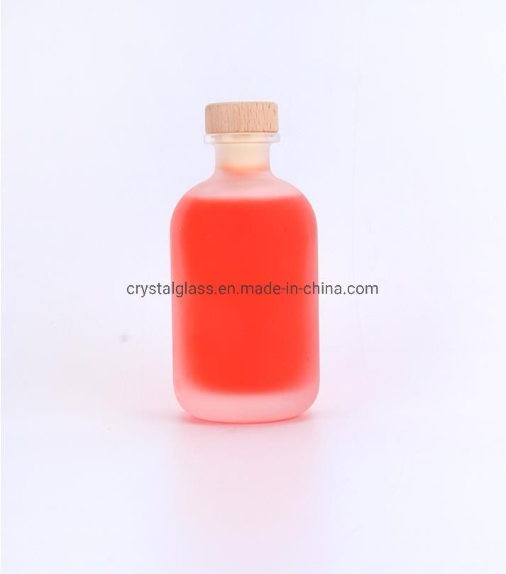 Round Style Frosted Glass Bottle for Alcohol Drinking Beverage Glass Bottle with Rubber 250ml