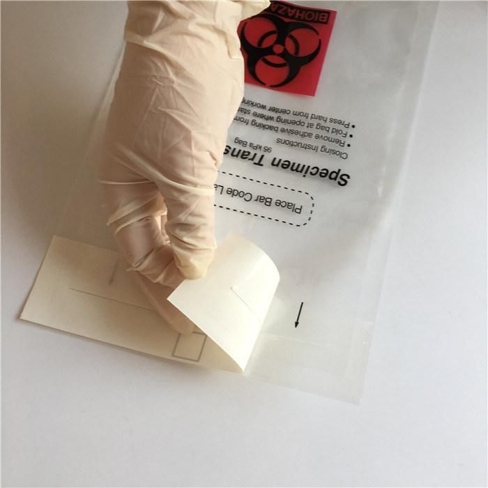 Customize 8X10cm Biohazard Transparent Plastic 95kpa Lab Specimen Collection Bag