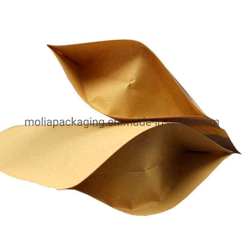 Brown Kraft Paper 4mil Reclosable Mylar Foil Ziplock Bags Stand up Food Pouches Bags Bulk Food Storage Mylar Bags