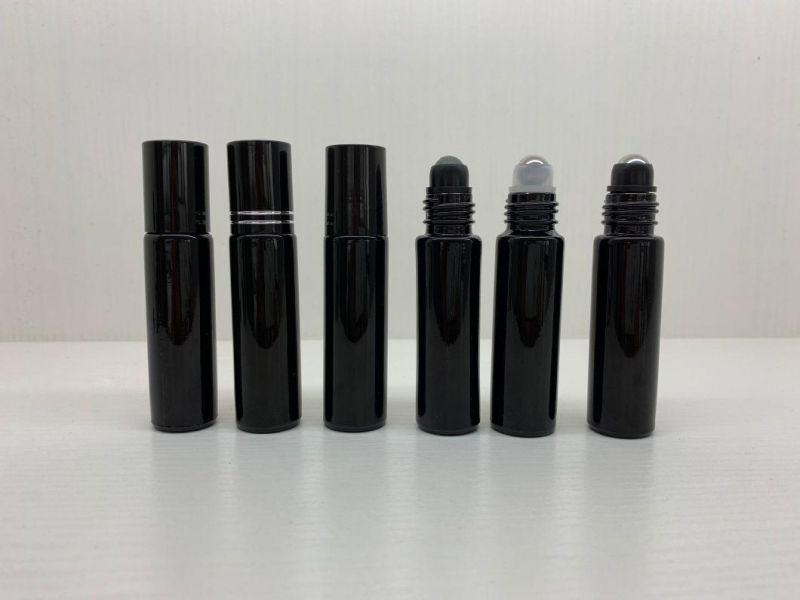 10ml Black Matte Glass Roll on Bottles Black Frosted Glass Roller Ball Bottles