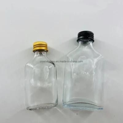 50ml Mini Alcohol Liquor Flat Wine Glass Bottle with Screw Lid