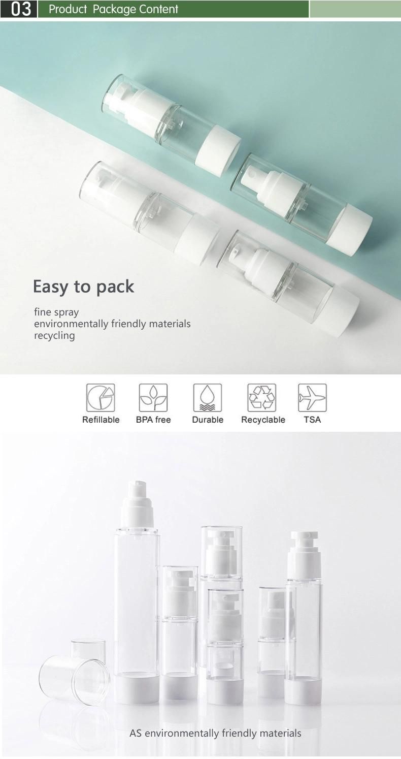 in Stock! 30ml Plastic Airless Cosmetic Lotion Bottle with Sprayer Nozzle