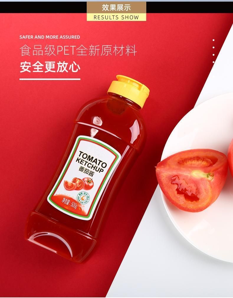 500ml Pet Plastic Ketchup Bottles Sauce Bottle with Silicone Valve Cap