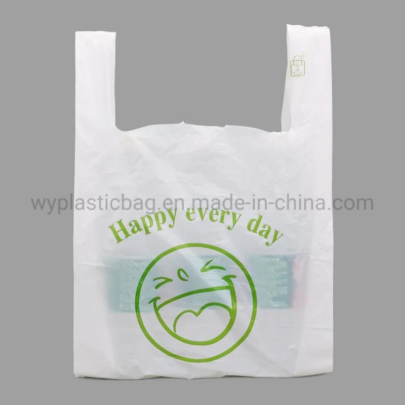 Wholesale Eco Friendly Singlet Bag 100% Biodegradable Plastic Shopping Bag with Logo Printed Degradable Plastic Grocery Bag