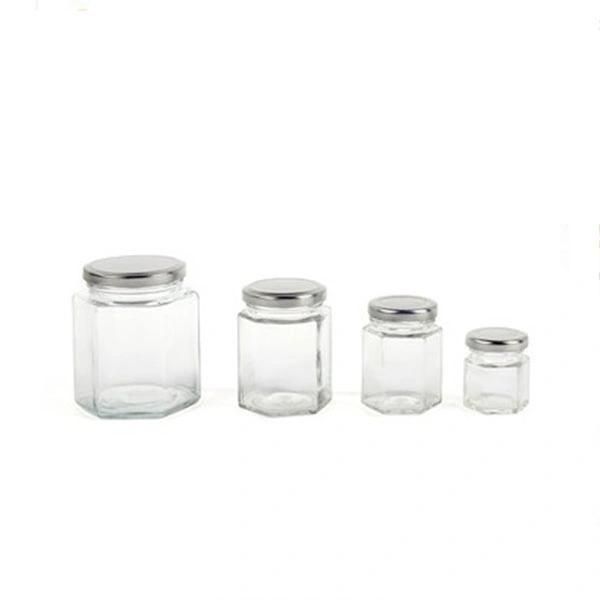 100ml Clear Container Hexagonal Glass Honey Jelly Jars with a Tight-Fitting Lid
