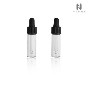 5ml Glass Tube Bottle Tall Slim Flat Shoulder Clear Glass Essential Oil Dropper Serum Bottle