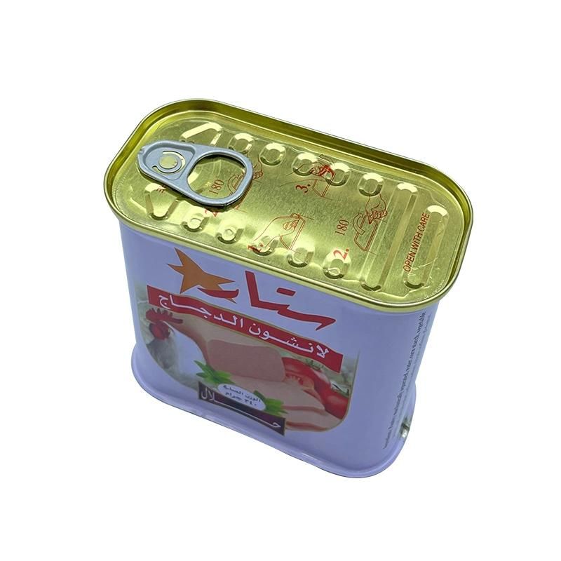 340# Wholesale Empty Rectangular Tin Box for Luncheon Meat Packaging