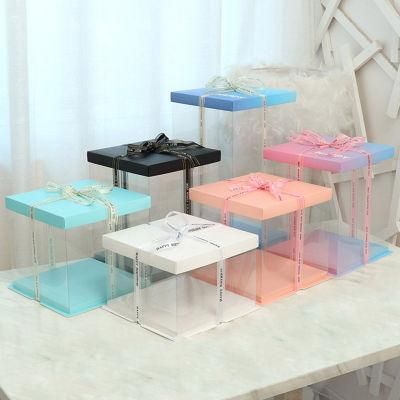 Direct Manufacture Custom Clear Transparent 8&prime;&prime; 10&prime;&prime; Wedding Cake Package Plastic Boxes Clear Tall Cake Box