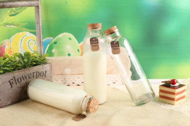 350ml Milk Bottle Glass Botellas Wooden Sealed Cap