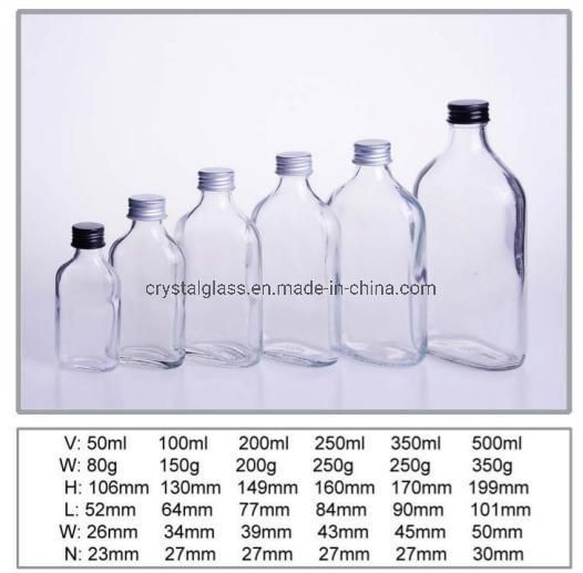 Glass Flat Alcohol Wine Liquor Beverage Drinks Bottle for Cold Brew 50ml 100ml 200ml 300ml 500ml