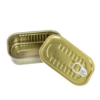 Square Food Grade Tin Can with Easy Open Cap for Sardine Fish Canned in Vegetable Oil