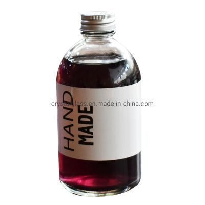 270ml Clear Empty Glass Juice Beverage Bottle with Screw Cap Logo Customized
