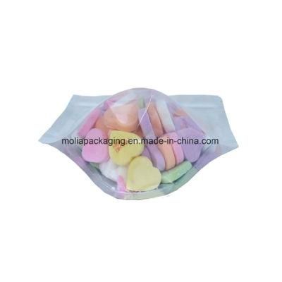 Glossy Holographic Composite Stand up Clear Front Laser Film Plastic Food Packaging Bag with Zipper