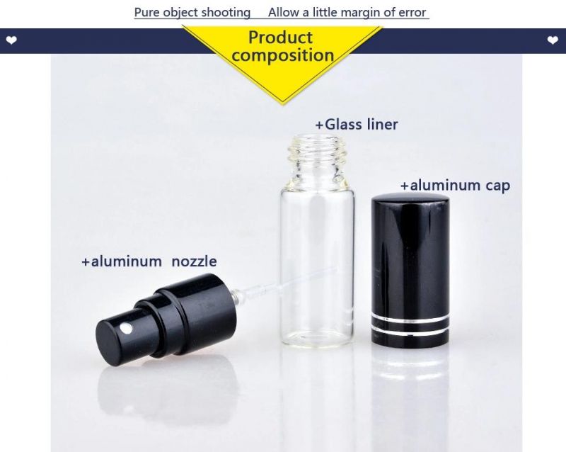 5ml Mini Portable Colorful Glass Perfume Bottle with Aluminum Atomizer