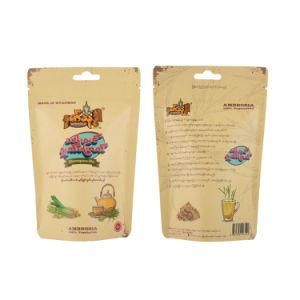 Coconut Powder Nuts Custom Luxury Moisture Proofs Hot Stamping Logo Printed Kraft Paper Food Packaging Snack Packing Bag with Handle Window