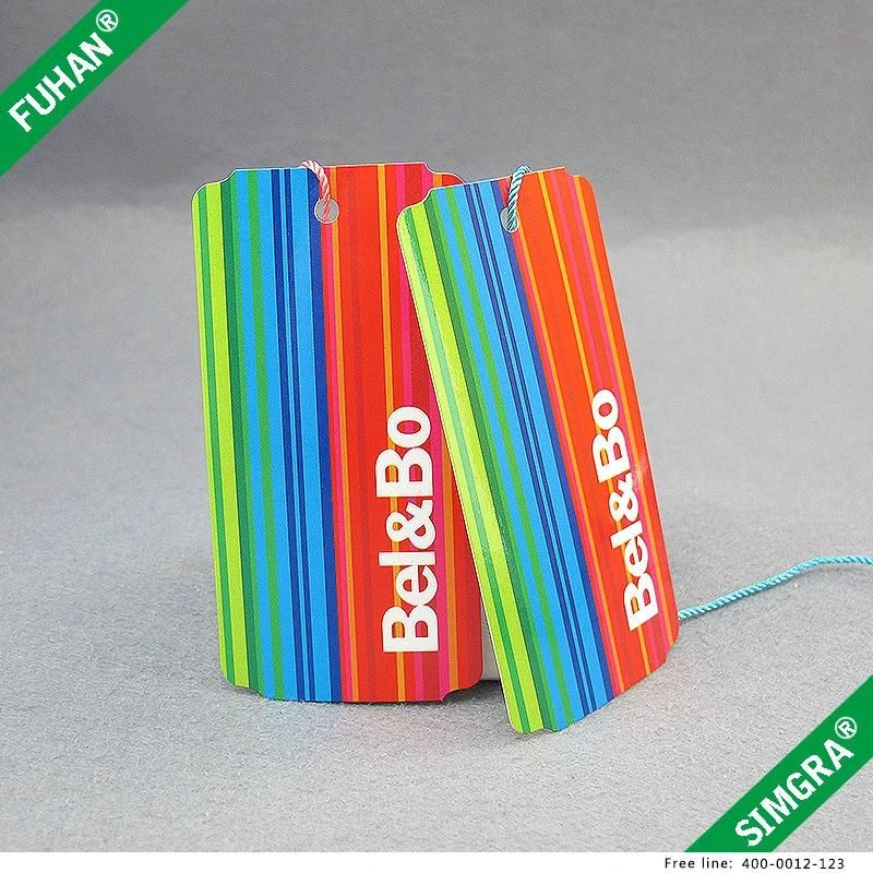 Customized Rainbow Printed Paper Hang Tag for Garment