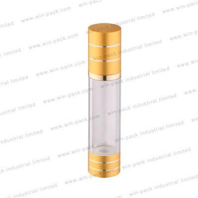 High Quality Transparent San Airless Lotion Bottle with Silver Bottom