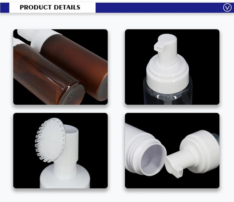 Premium Quality 100ml 120ml 150ml 200ml Transparent Brown White Cleansing Foam Bottle with Brush