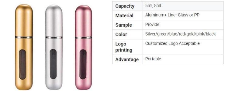 Hot Sale 5ml 8ml Eco-Friendly Empty Pocket Refillable Mini Mist Spray Perfume Bottle for Cosmetic