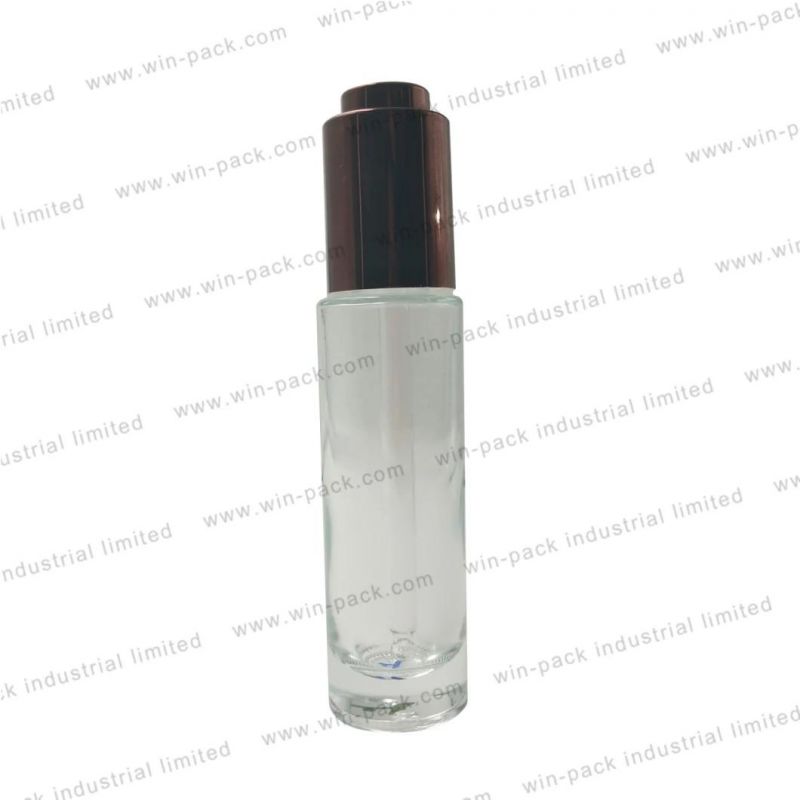 Winpack High Quality Frosting Cosmetic Dropper Glass Bottle 30ml Empty Press Pump Frosted Glass Dropper Bottle with UV Coating