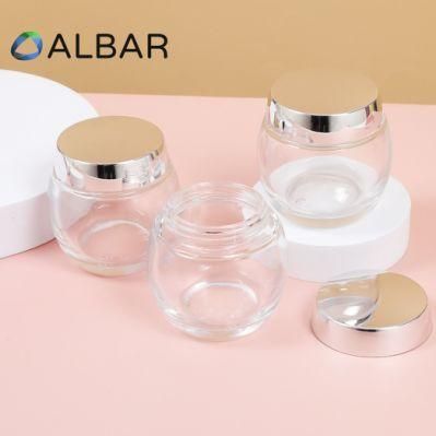 Round Mouth Thick Bottom Crystal Glass Jars for Skin and Hand Care Cream