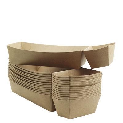 Natural Brown Double Lattice Kraft Food Cardboard Tray for Serving Fishes and Chips