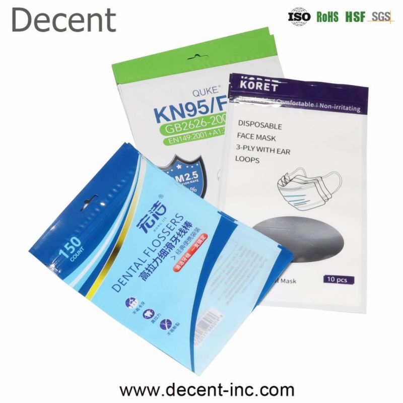 Decent N95 Biodegradable Surgical Medical Face Mask Packaging Ziplock Bags