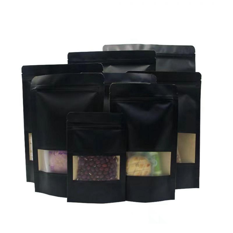 Black Paper Stand up Pouch with Clear Window