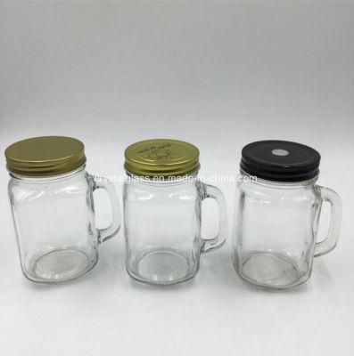 16oz Drinking Mug Glass Mason Jar with Handle