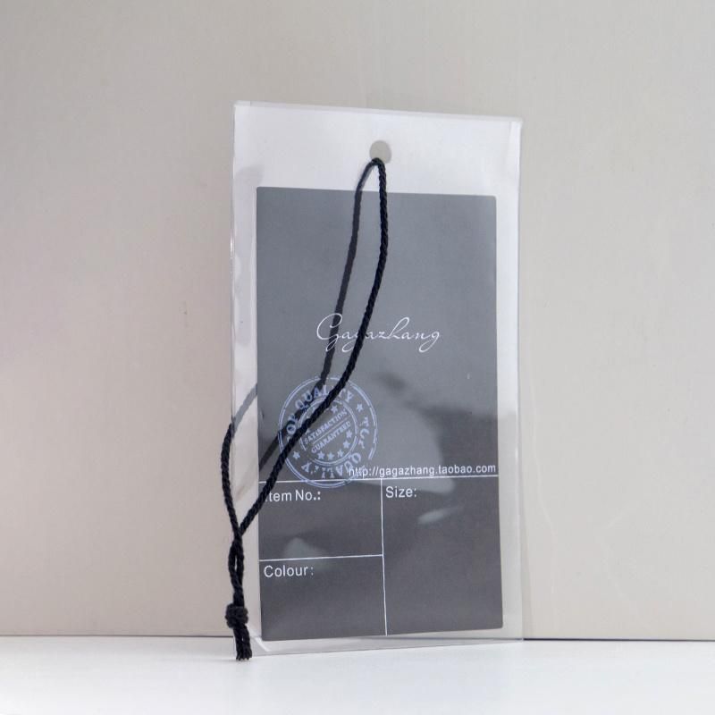 Set String PVC Bag Printed Black Hang Tag Without Eyelet