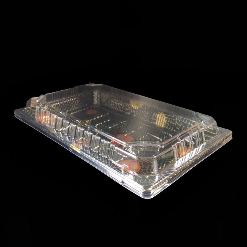 Disposable Black Set of four Sushi Tray Blister Packing Box With Lid