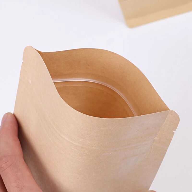 Kraft Paper Quad Seal Food Packaging Bag with Window