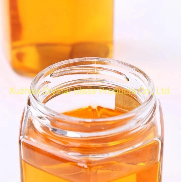 500ml 750ml Hexagonal Glass Honey Storage Bottle with Metal Lid