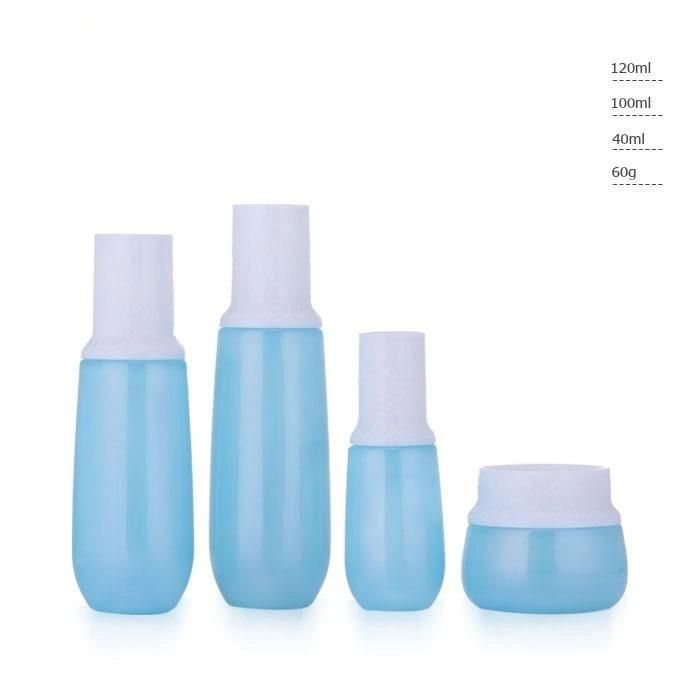 Ll12 Hot Sales Frosted Cosmetic Lotion Glass Bottle Set with Black Plastic Lid Have Stock