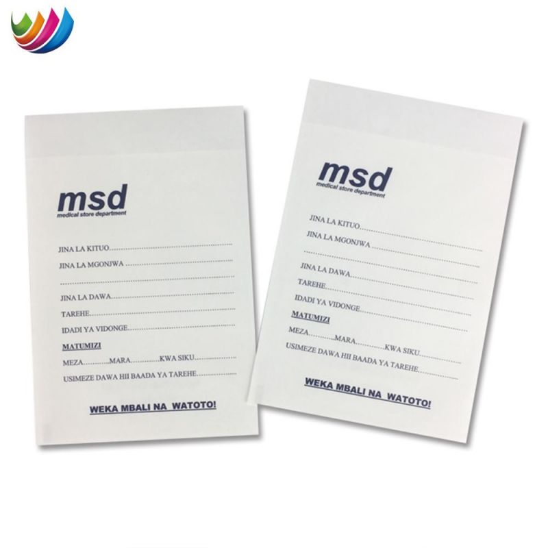 Paper Medical Reusable Writable Drug Envelope for Packing Pills