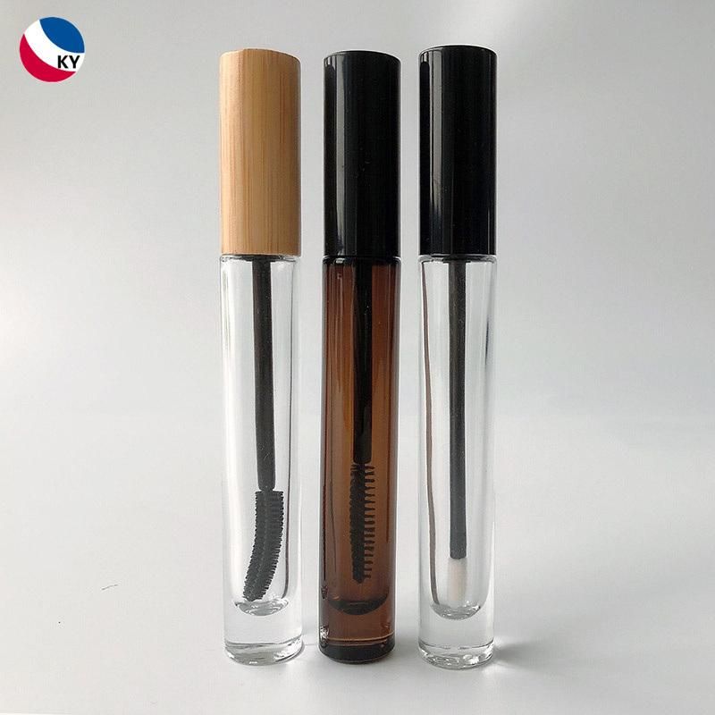 Professional Design Empty Eyelash Lip Gloss Tube 10ml Glass Mascara Bottles with Bamboo Cap