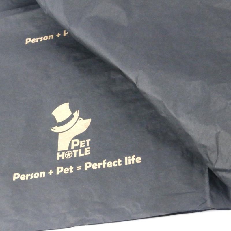 High Quality Gold Foil Logo Black Tissue Wrapping Paper