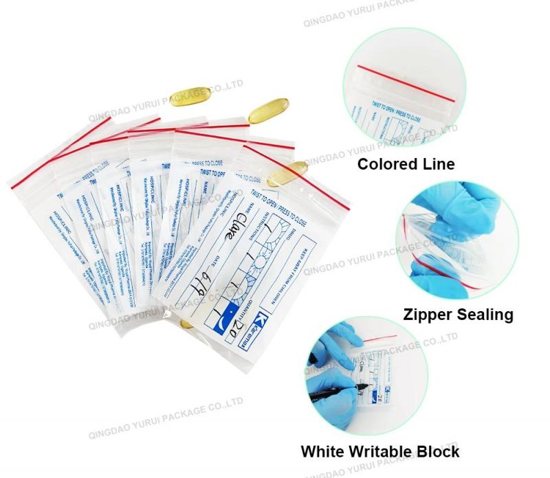 Cotton Swab Pill and Capsule Use Plastic Container Reusable Mark Available Mini Size LDPE Zip Lock Bag