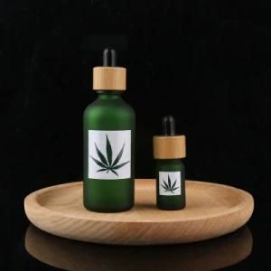 15ml30ml 50ml100ml Matte Green Glass Bottles with Bamboo Lids