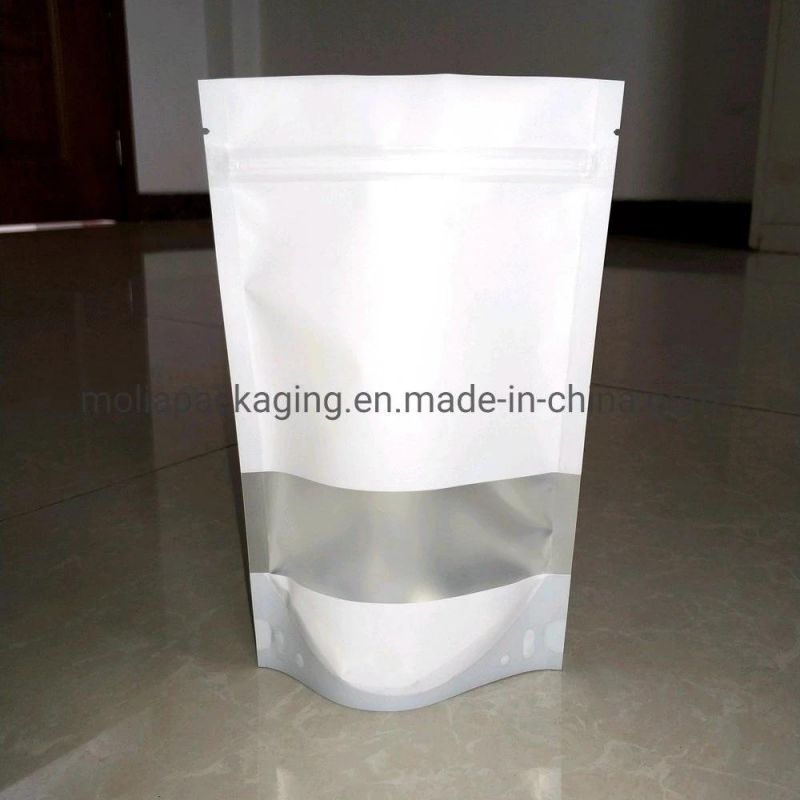 White Color with Window Stand up Smell Proof Mylar Bag
