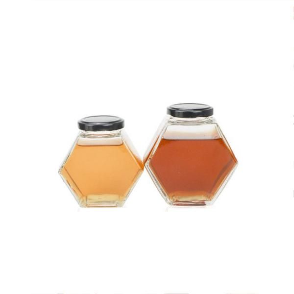 250ml Flat Hexagon Honey Jam Chili Sauce Glass Jars with Metal Lid