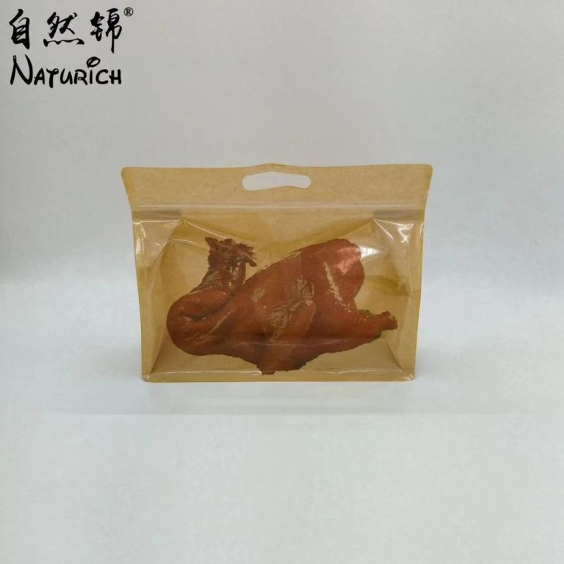 Wholesale Quad Seal Kraft Paper Roast Chicken Bag with Zipper