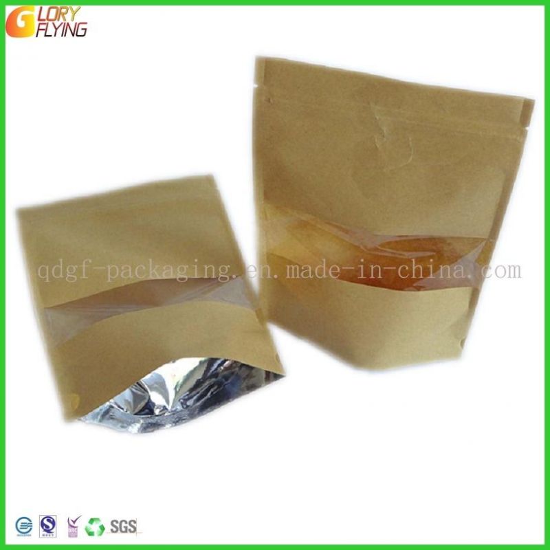 Manufacturer of Kraft Paper/Paper Plastic Bags/Dry Food Packaging with Transparent Windows and Zipper Plastic Bags