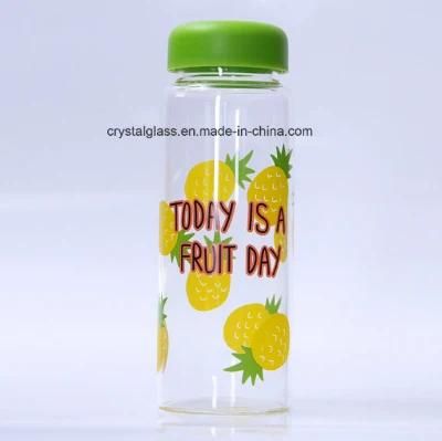 &quot;Today Is a Fruit Day&quot; Glass Water Bottle for Juice&amp; Milk