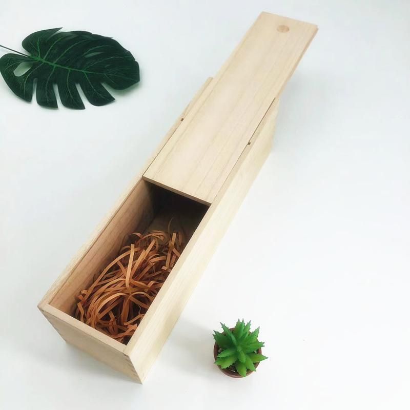 Single Bottle Wooden Wine Box Storage Box with Sliding Lid