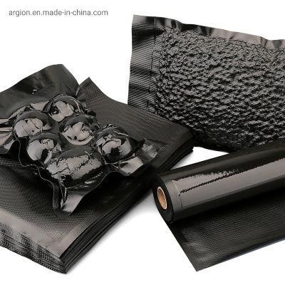 Black-Black Flat Embossed Packaging Food Vacuum Bag Roll for Suction Vacuum Sealer