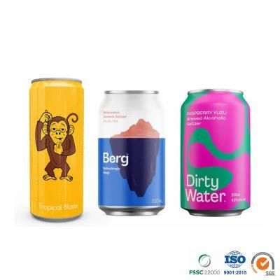 Manufacturer Supplier Tea Customized Printed or Blank Epoxy or Bpani Lining Sleek 330ml Aluminum Can